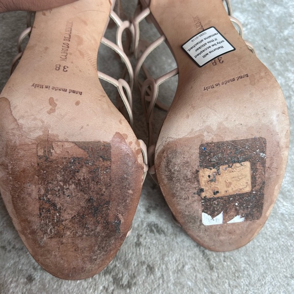 Manolo Blahnik Beige Strappy Heels - Picture 6 of 6